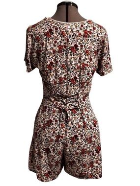 Vintage Floral Romper Pellini button corset lace up back shortall